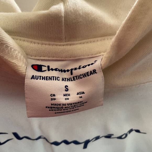 Lightweight White Champion Hoodie. Size Small. - Picture 3 of 3